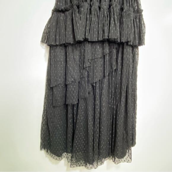 Joie Johnesha Black Swiss Dot Lace V Neck Sleeveless Dress 0 - Picture 11 of 12